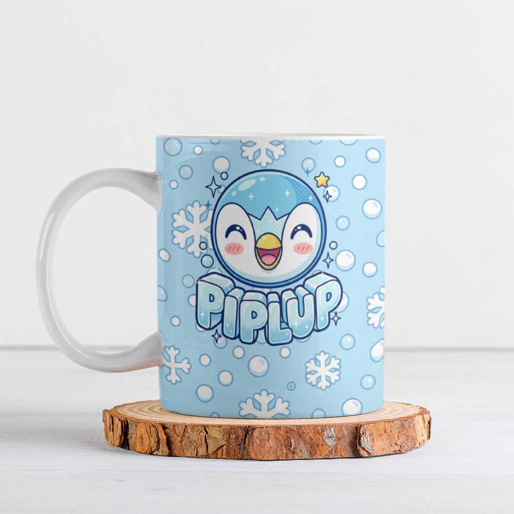 Piplup Ceramic Mug Cute Winter Snowflake Art