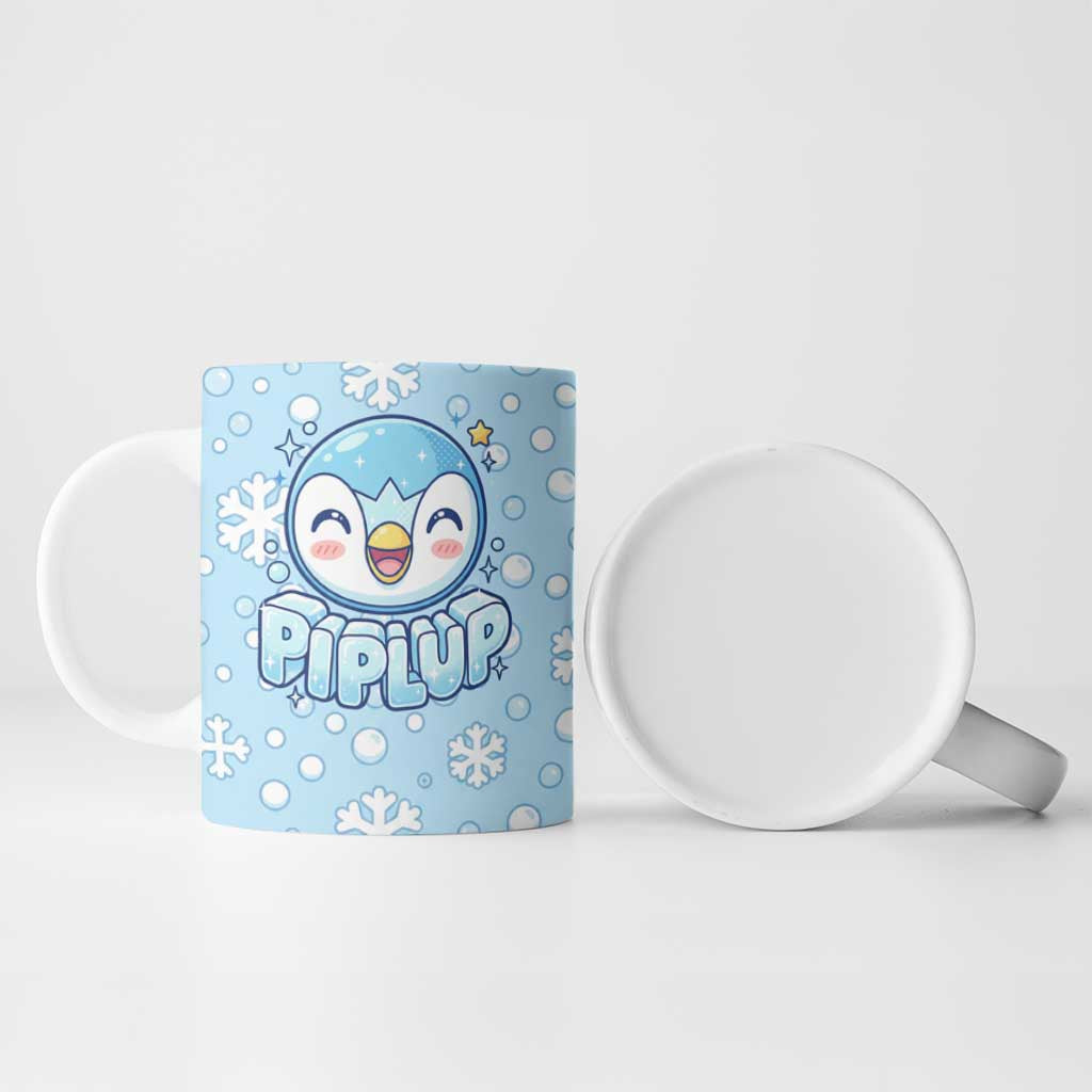 Piplup Ceramic Mug Cute Winter Snowflake Art