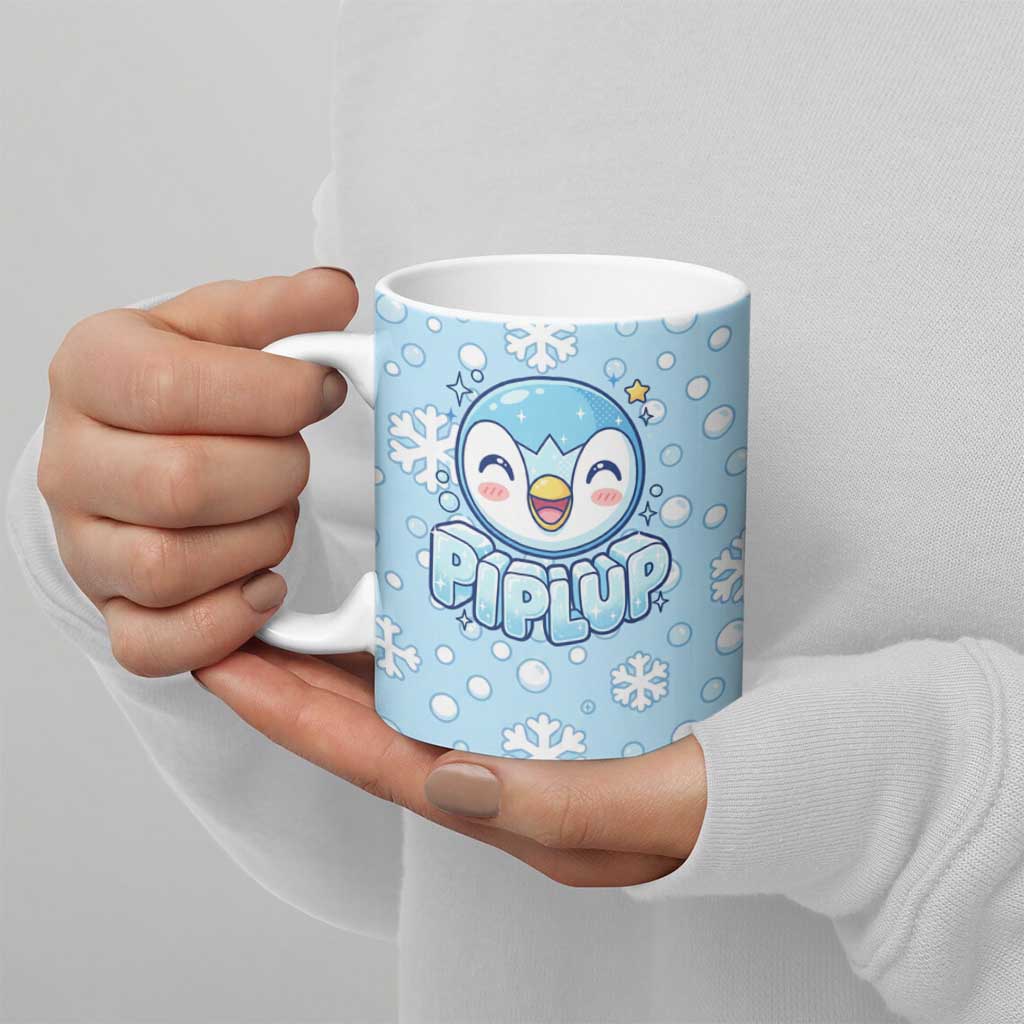 Piplup Ceramic Mug Cute Winter Snowflake Art