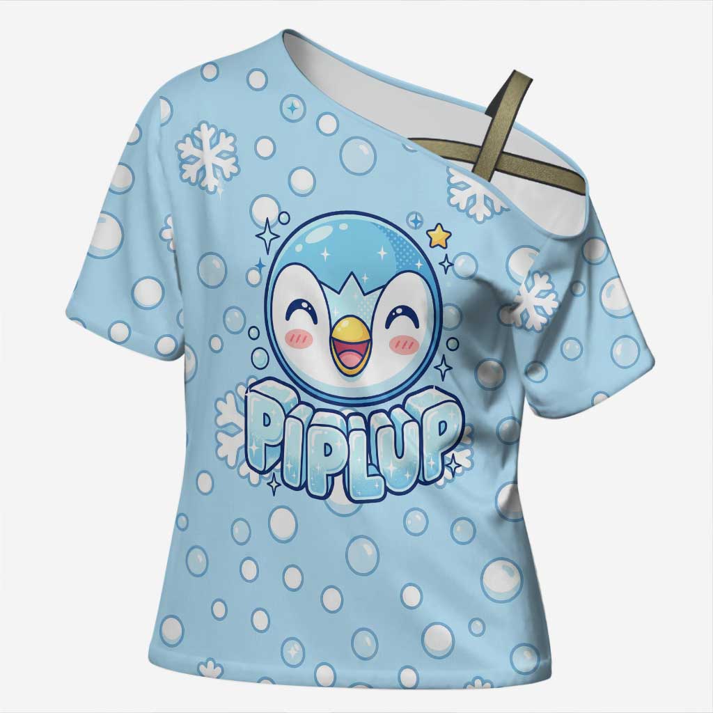 Piplup Cross Shoulder Shirt Cute Winter Snowflake Art