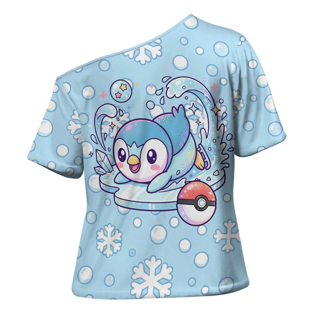 Piplup Cross Shoulder Shirt Cute Winter Snowflake Art