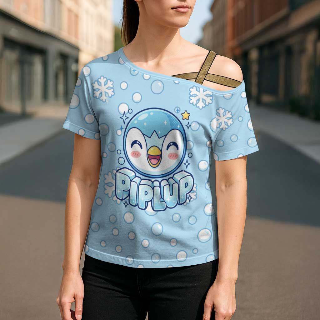 Piplup Cross Shoulder Shirt Cute Winter Snowflake Art