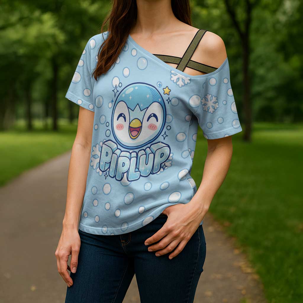 Piplup Cross Shoulder Shirt Cute Winter Snowflake Art