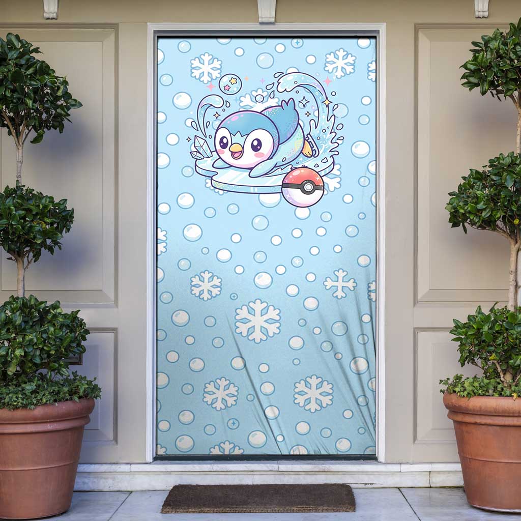Piplup Door Cover Cute Winter Snowflake Art