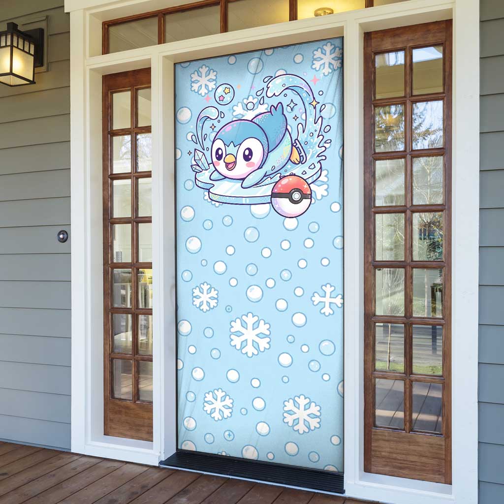 Piplup Door Cover Cute Winter Snowflake Art