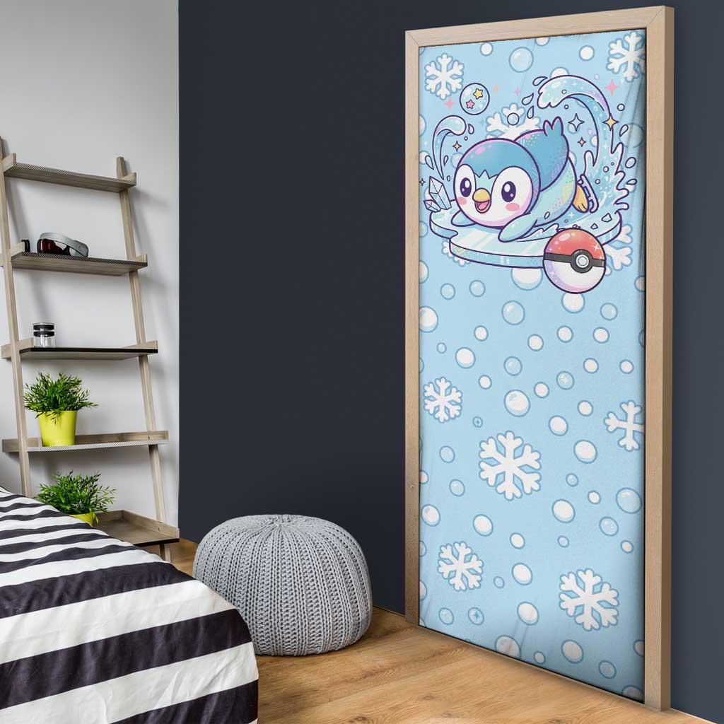 Piplup Door Cover Cute Winter Snowflake Art