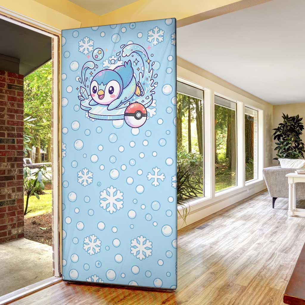 Piplup Door Cover Cute Winter Snowflake Art