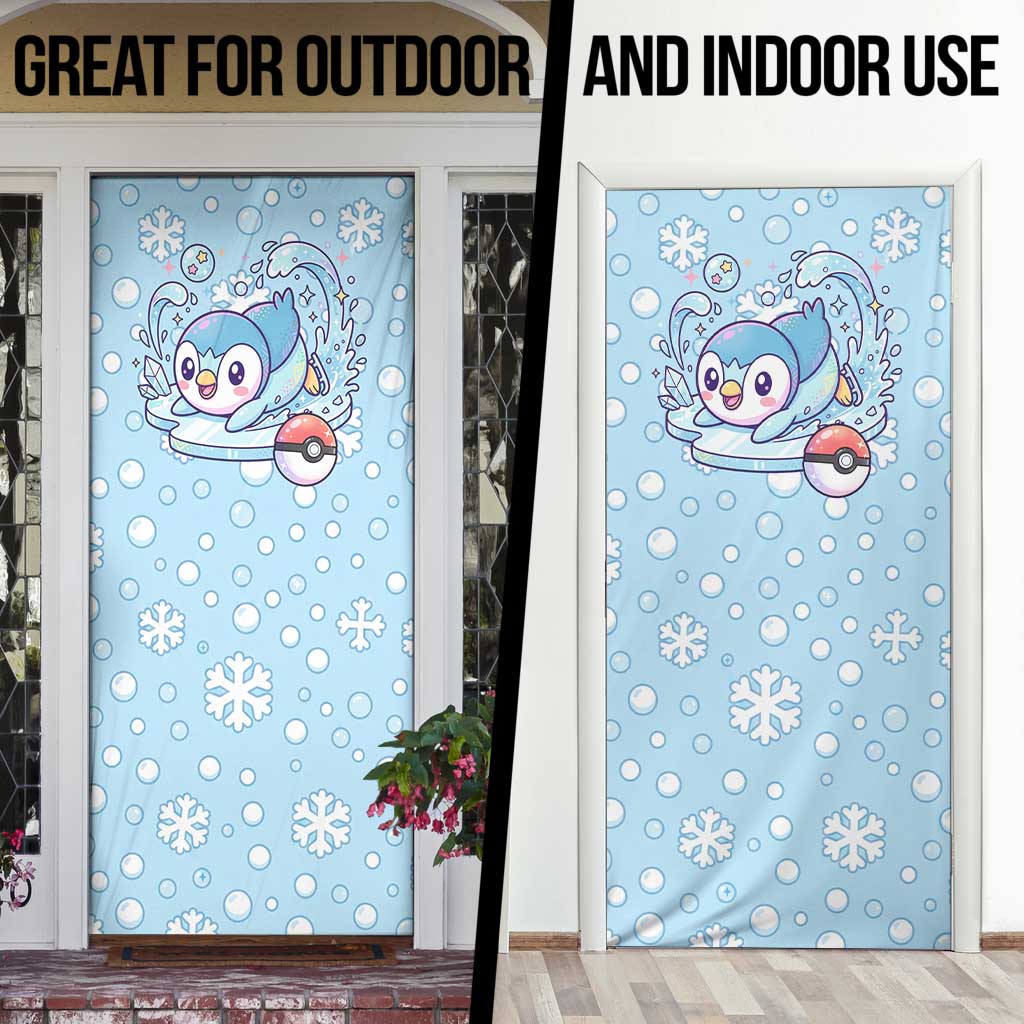 Piplup Door Cover Cute Winter Snowflake Art