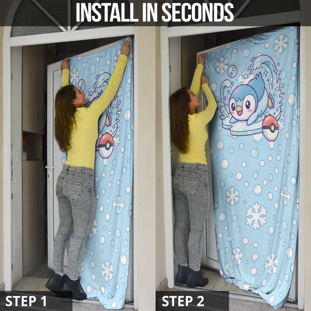 Piplup Door Cover Cute Winter Snowflake Art