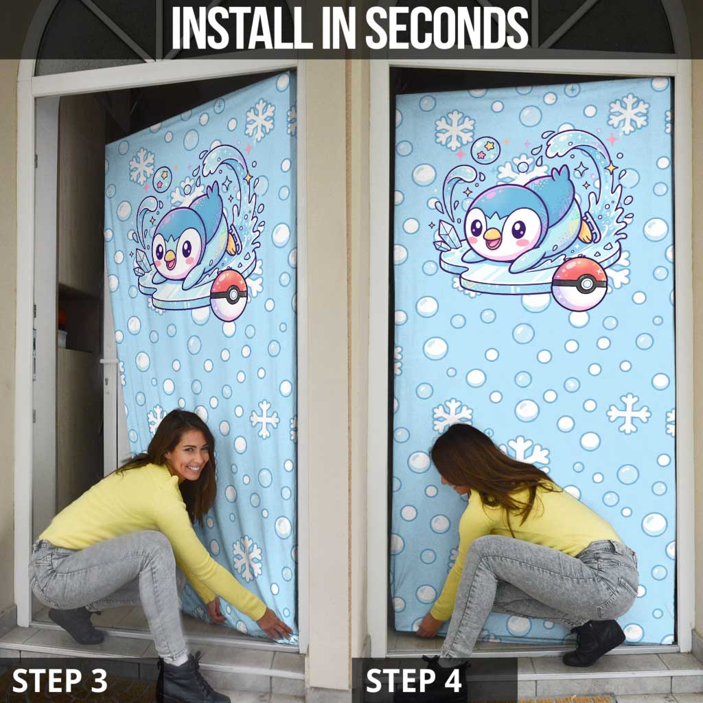 Piplup Door Cover Cute Winter Snowflake Art