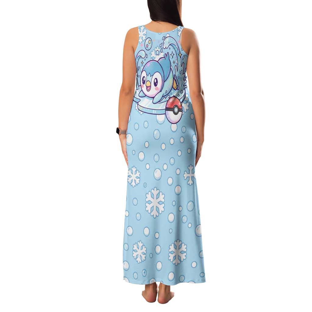 Piplup Family Matching Tank Maxi Dress and Hawaiian Shirt Cute Winter Snowflake Art