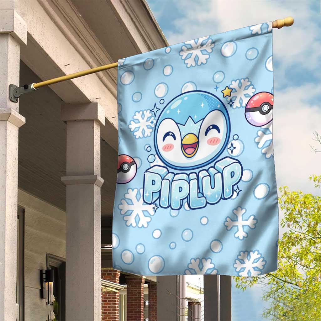 Piplup Garden Flag Cute Winter Snowflake Art