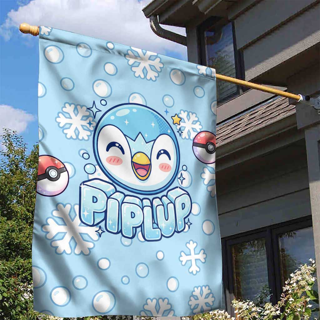 Piplup Garden Flag Cute Winter Snowflake Art