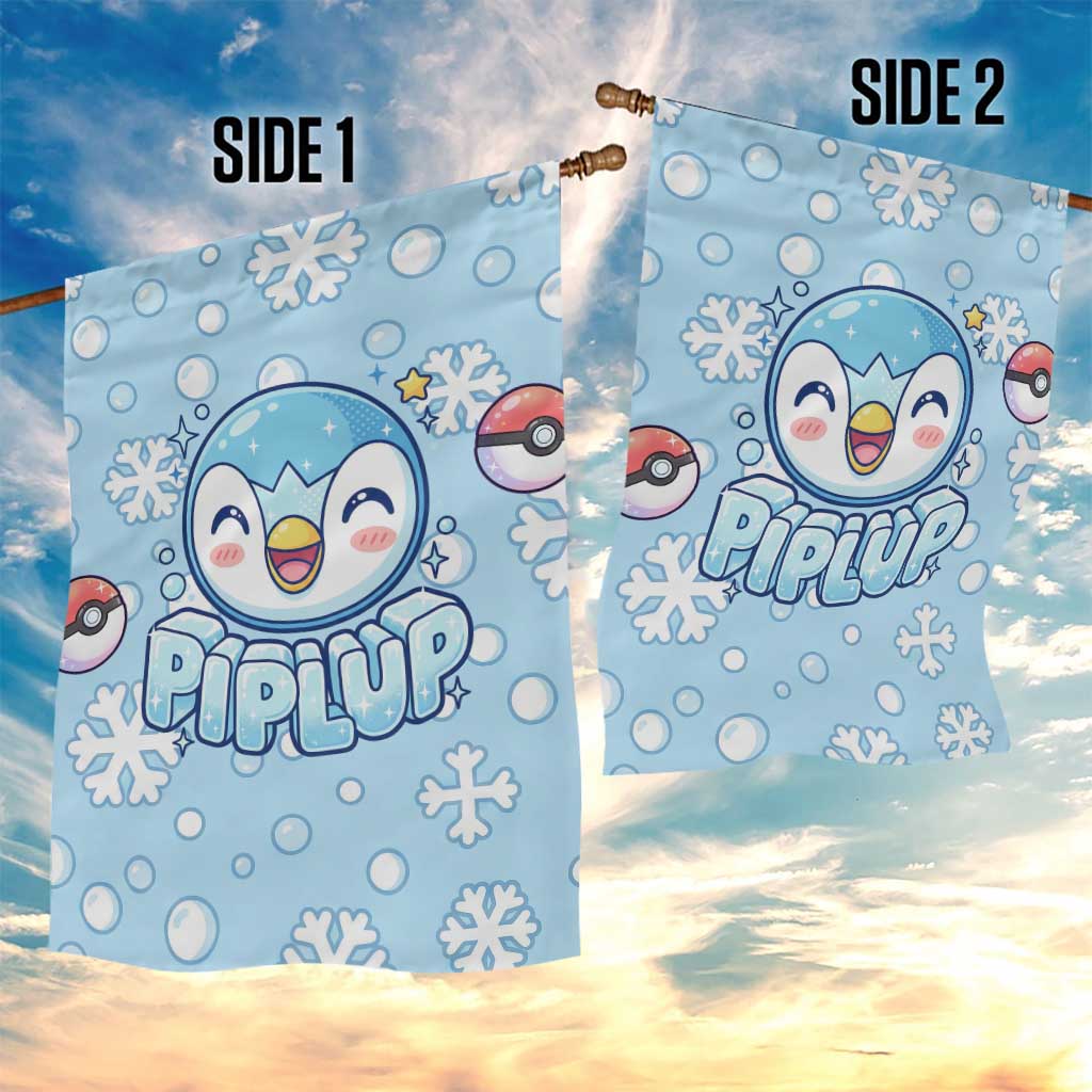 Piplup Garden Flag Cute Winter Snowflake Art