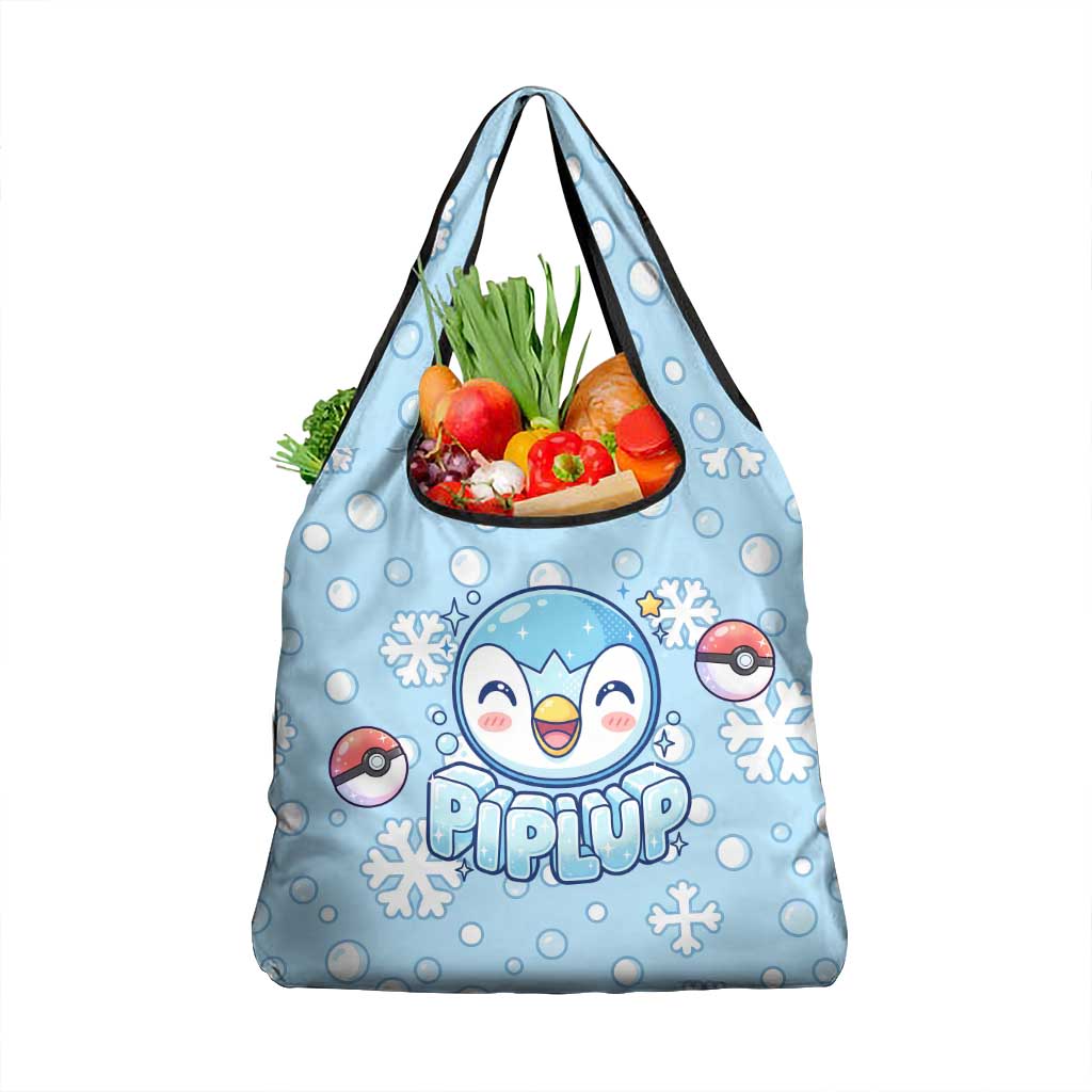 Piplup Grocery Bag Cute Winter Snowflake Art