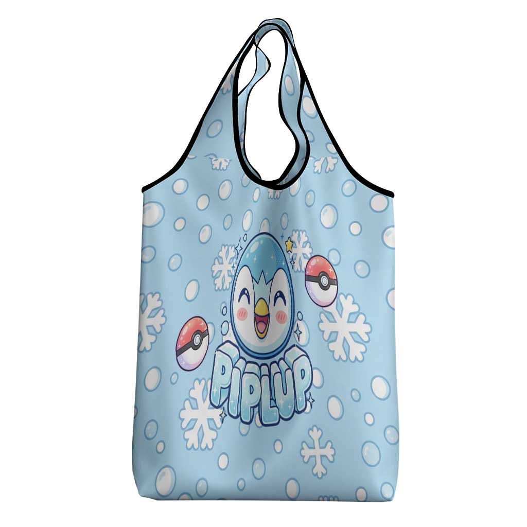 Piplup Grocery Bag Cute Winter Snowflake Art