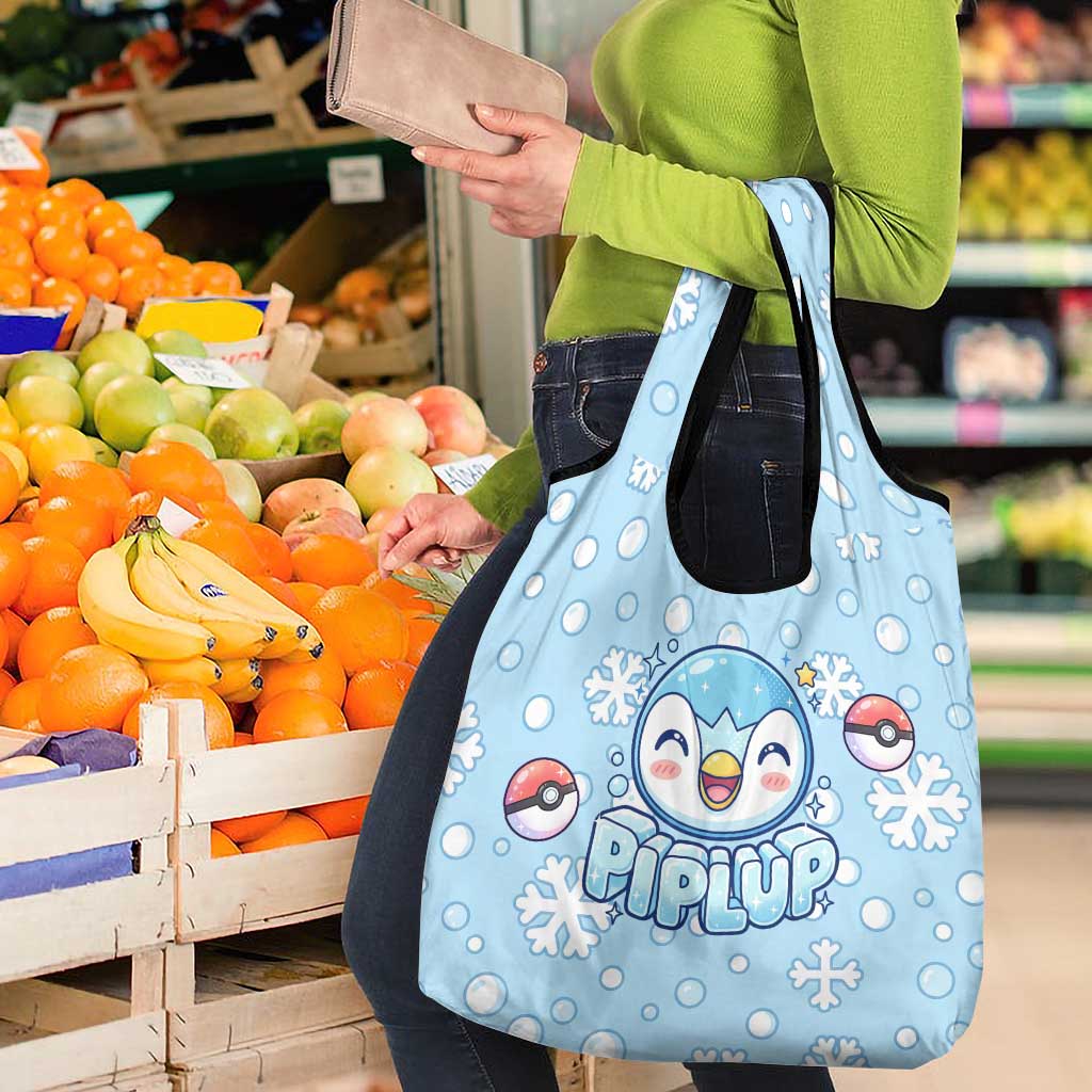 Piplup Grocery Bag Cute Winter Snowflake Art