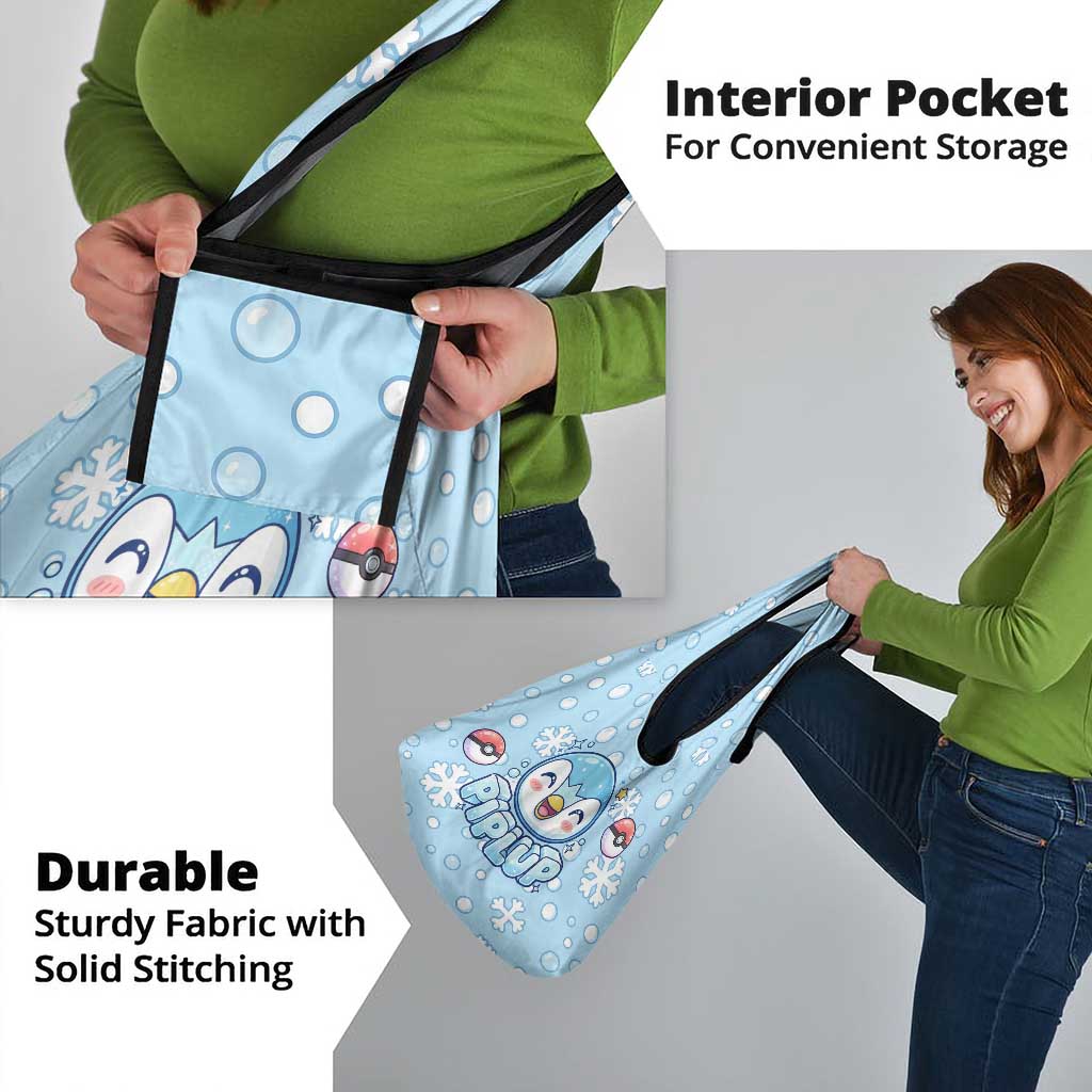 Piplup Grocery Bag Cute Winter Snowflake Art