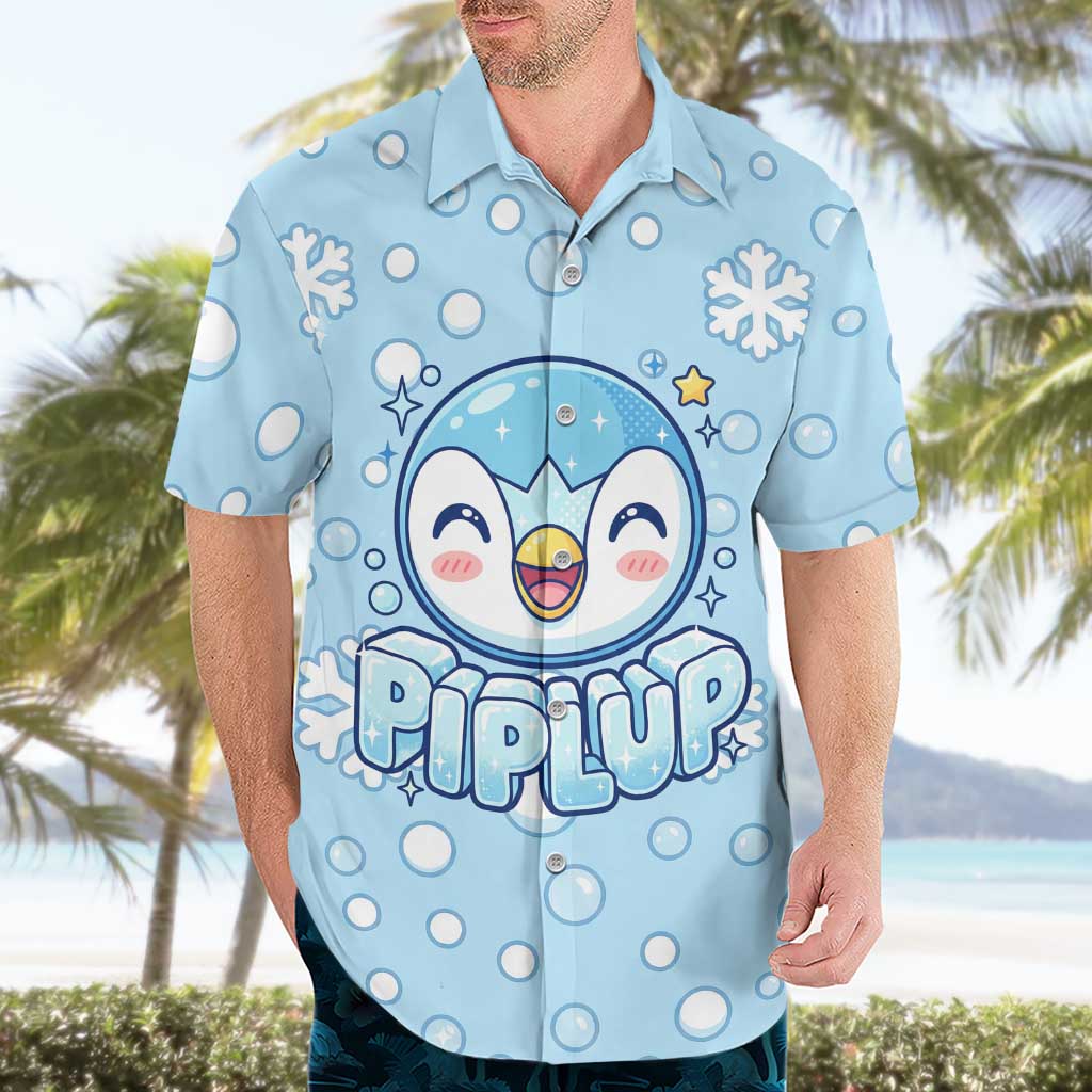 Piplup Hawaiian Shirt Cute Winter Snowflake Art