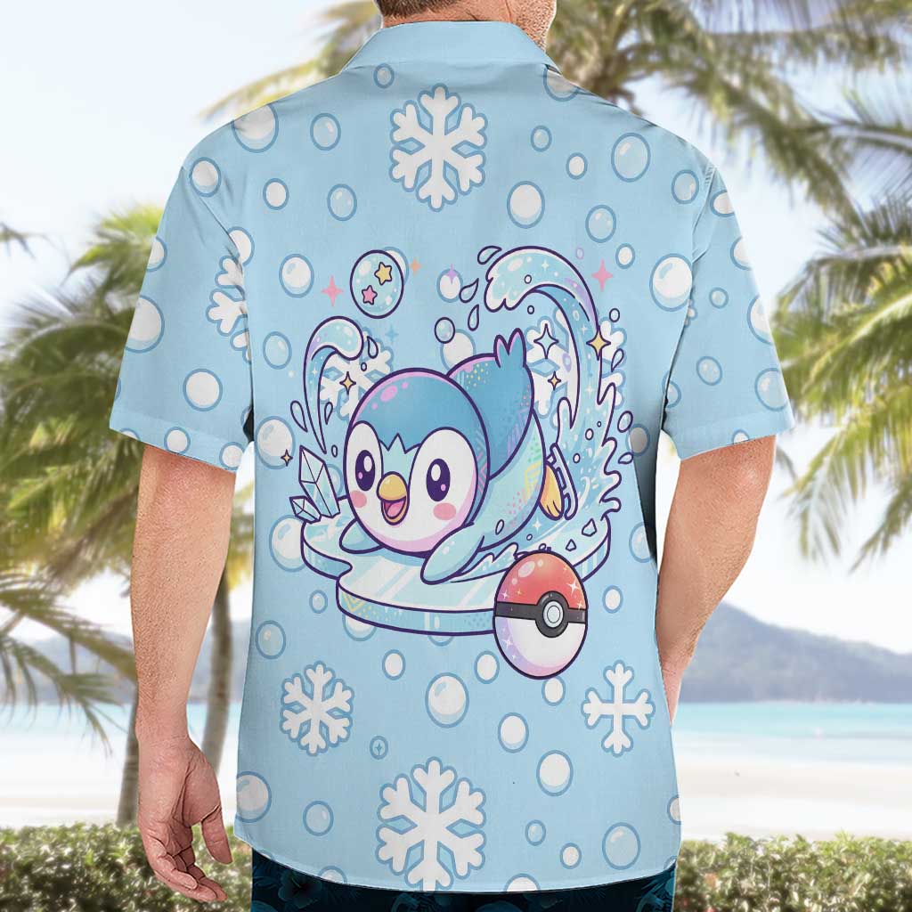 Piplup Hawaiian Shirt Cute Winter Snowflake Art