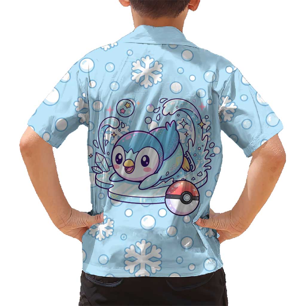 Piplup Hawaiian Shirt Cute Winter Snowflake Art
