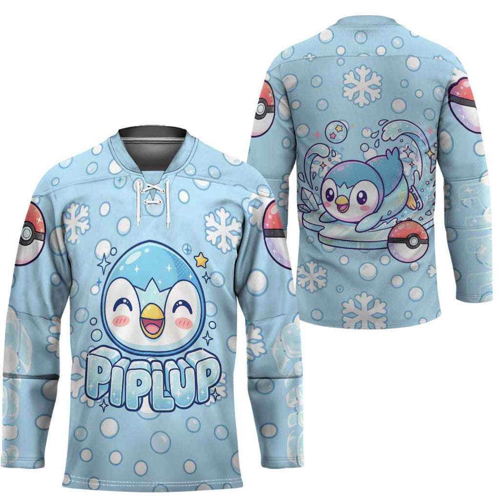 Piplup Hockey Jersey Cute Winter Snowflake Art