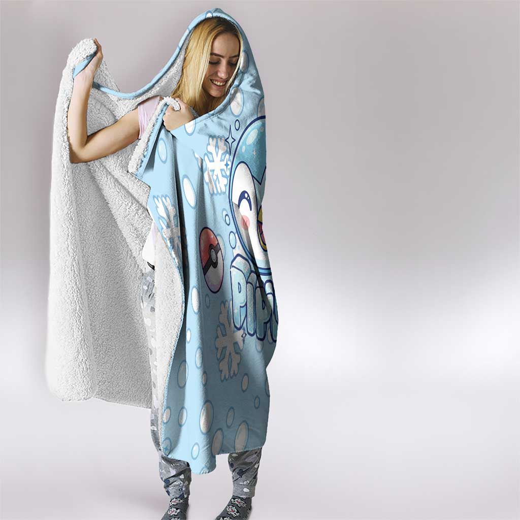 Piplup Hooded Blanket Cute Winter Snowflake Art