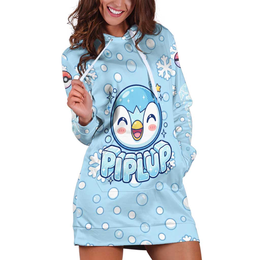 Piplup Hoodie Dress Cute Winter Snowflake Art