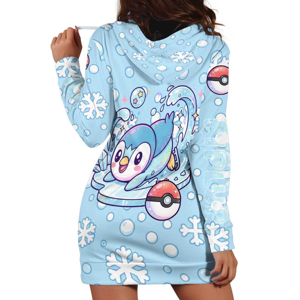 Piplup Hoodie Dress Cute Winter Snowflake Art