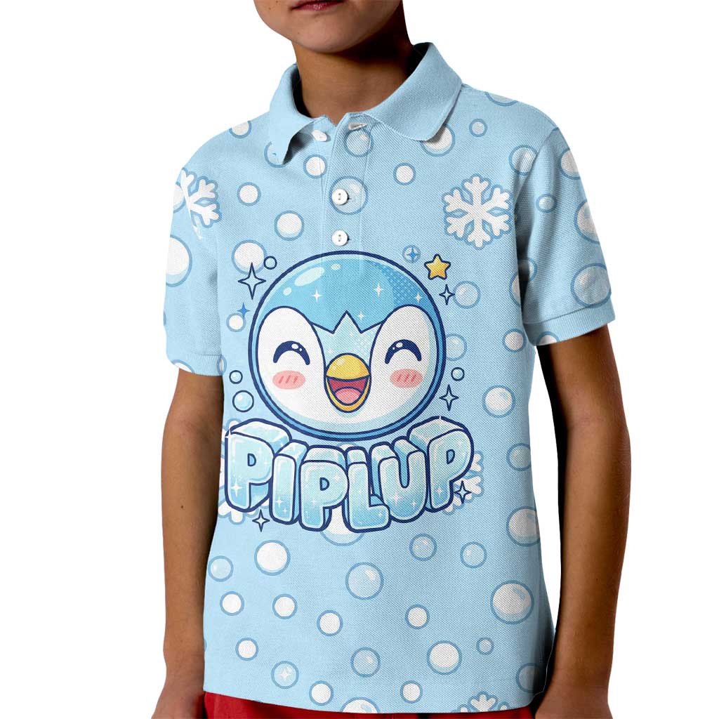Piplup Kid Polo Shirt Cute Winter Snowflake Art