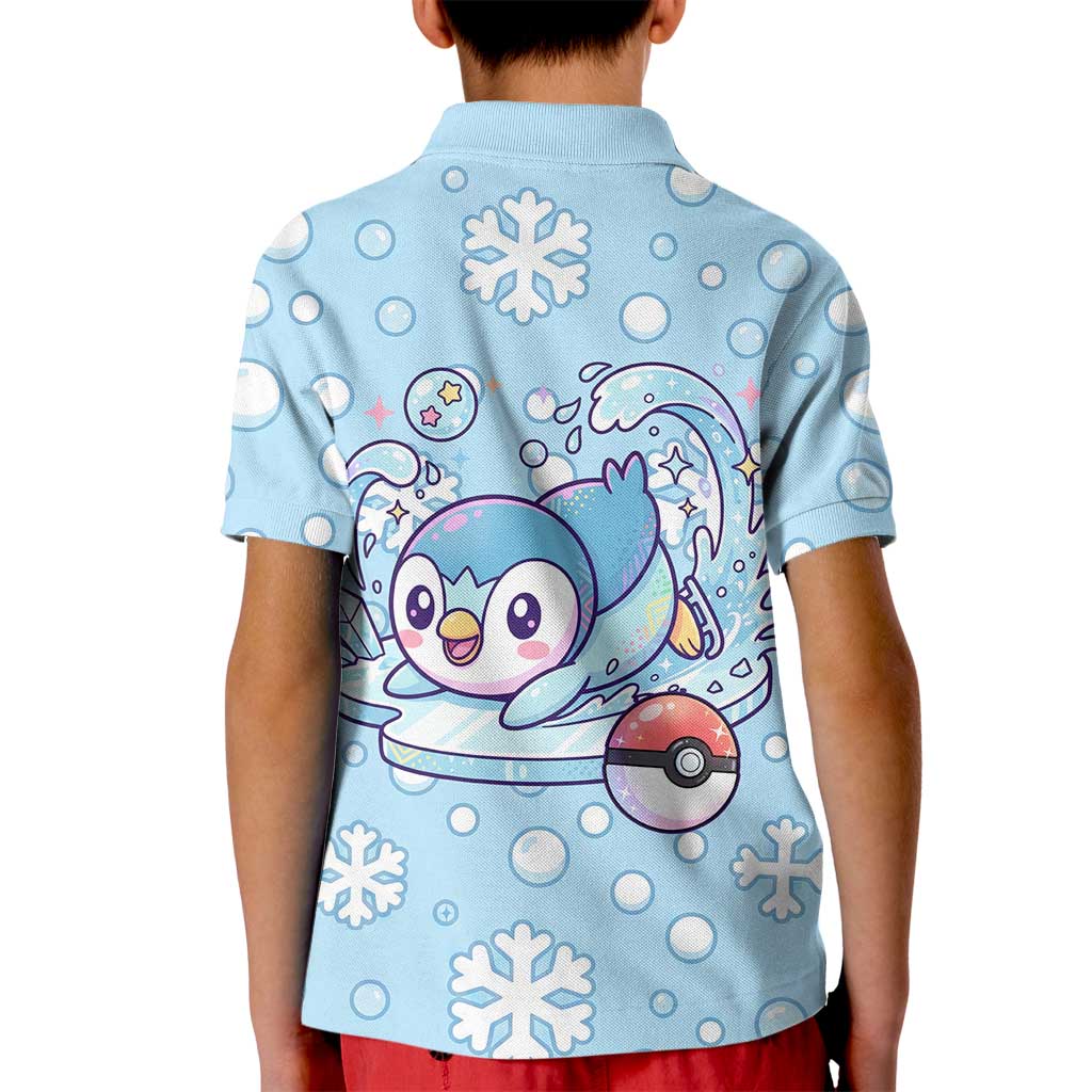 Piplup Kid Polo Shirt Cute Winter Snowflake Art