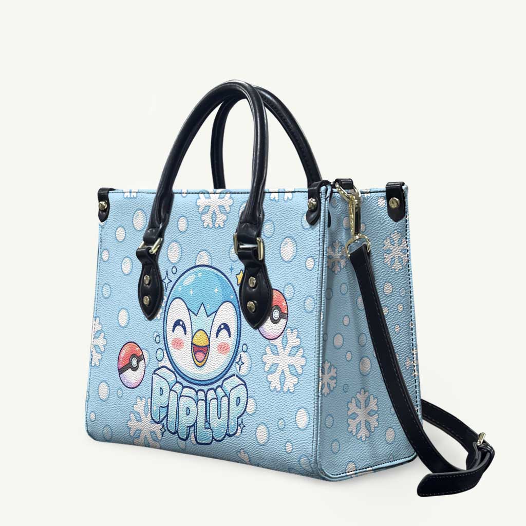 Piplup Leather Bag Cute Winter Snowflake Art