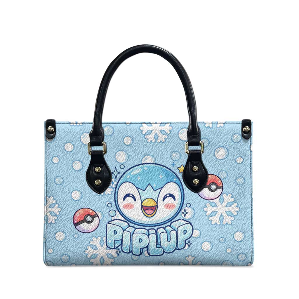 Piplup Leather Bag Cute Winter Snowflake Art