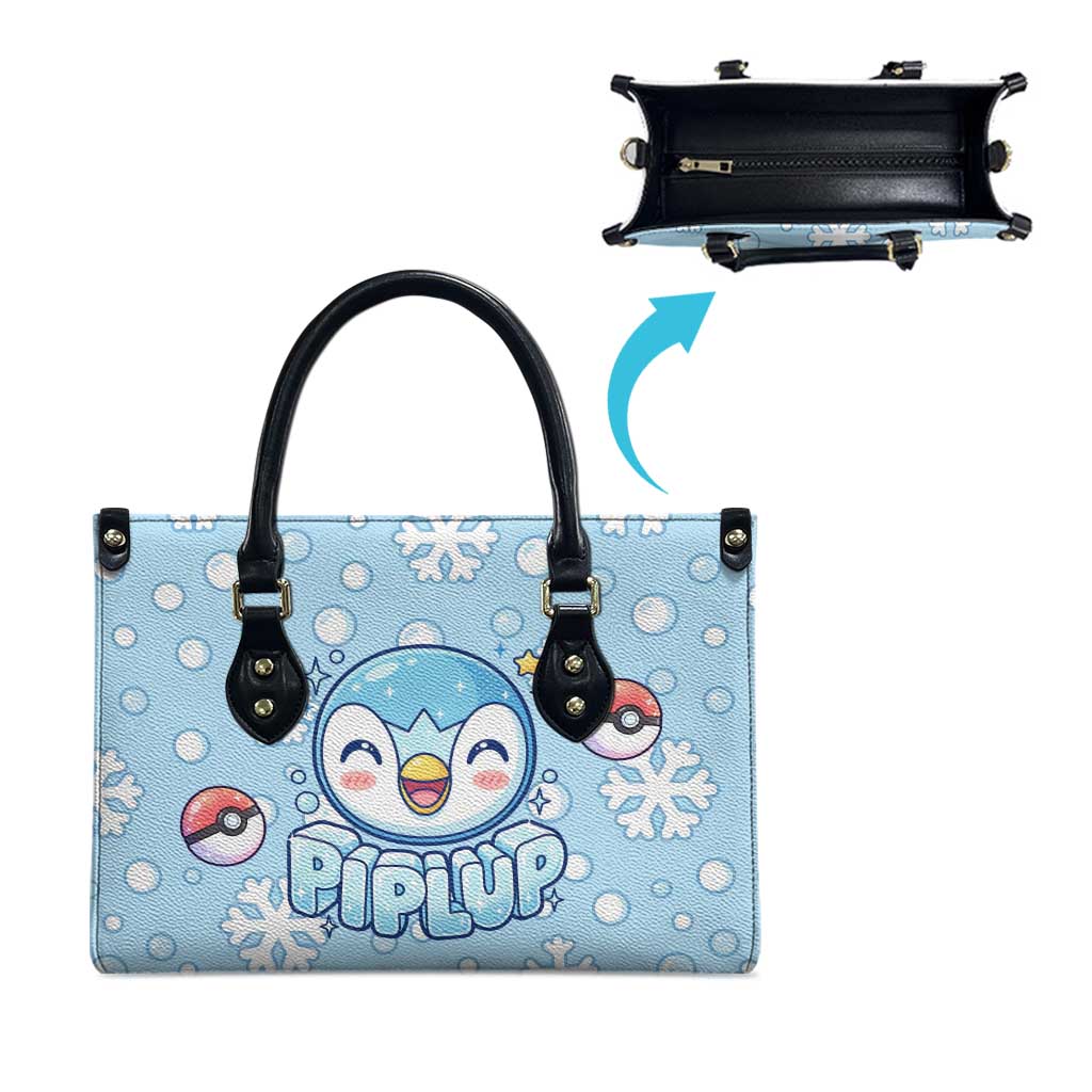 Piplup Leather Bag Cute Winter Snowflake Art