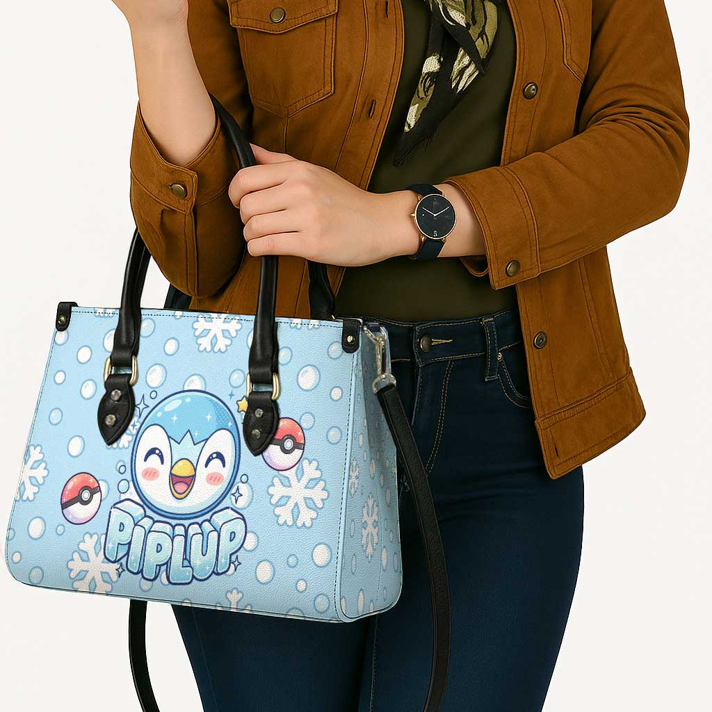 Piplup Leather Bag Cute Winter Snowflake Art
