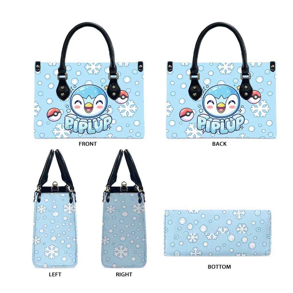 Piplup Leather Bag Cute Winter Snowflake Art