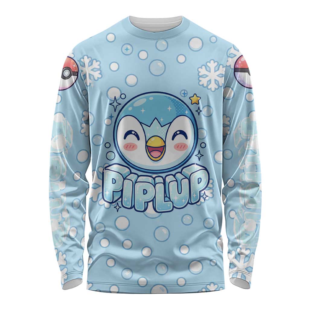 Piplup Long Sleeve Shirt Cute Winter Snowflake Art