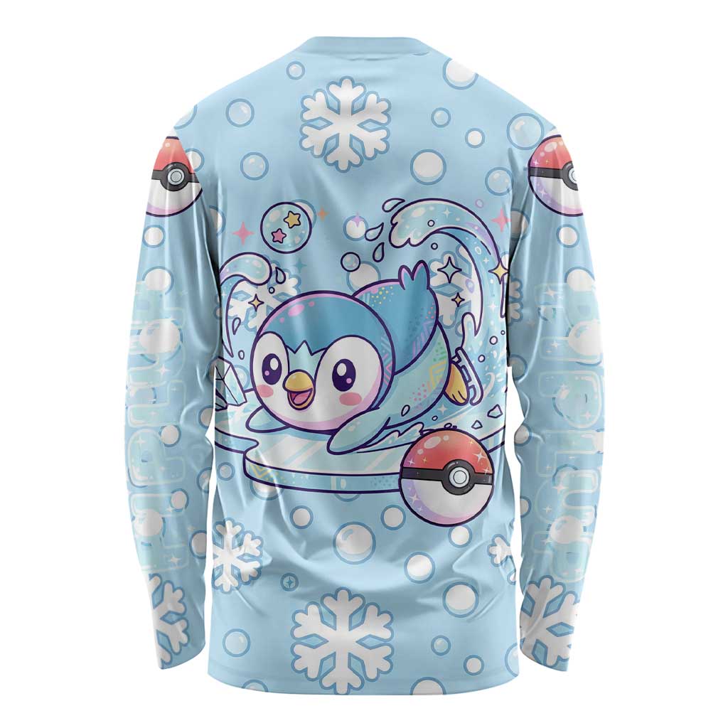 Piplup Long Sleeve Shirt Cute Winter Snowflake Art