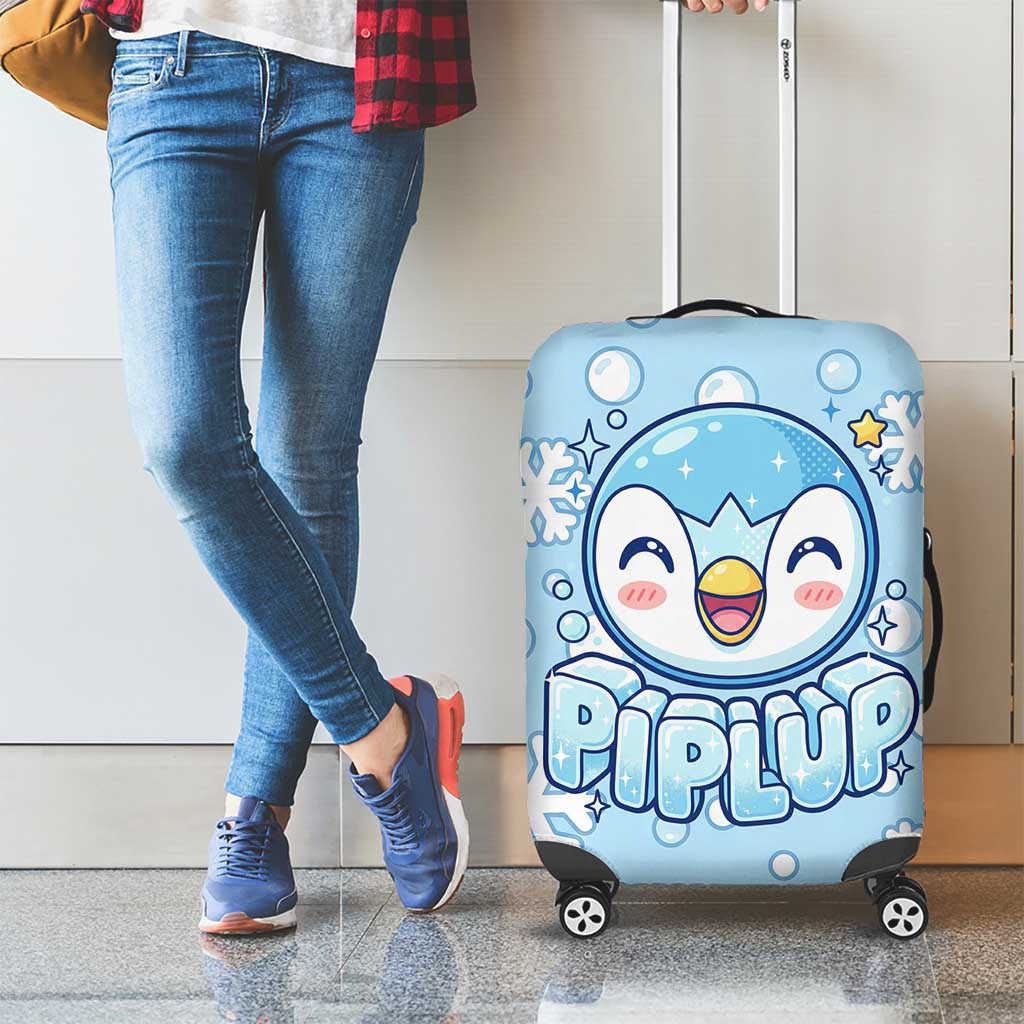 Piplup Luggage Cover Cute Winter Snowflake Art