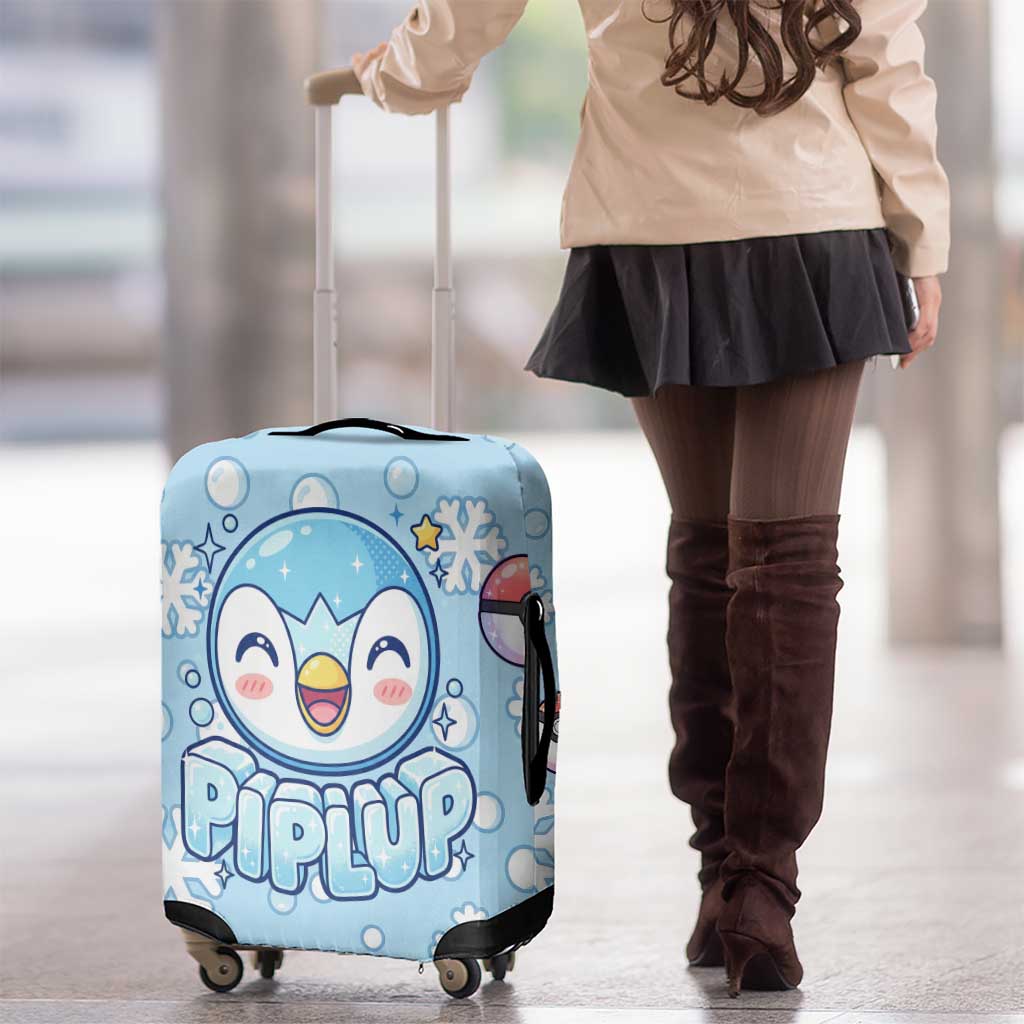 Piplup Luggage Cover Cute Winter Snowflake Art