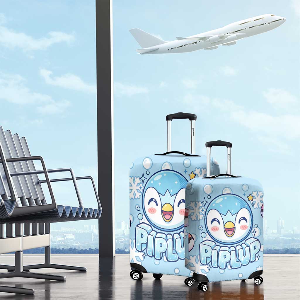 Piplup Luggage Cover Cute Winter Snowflake Art