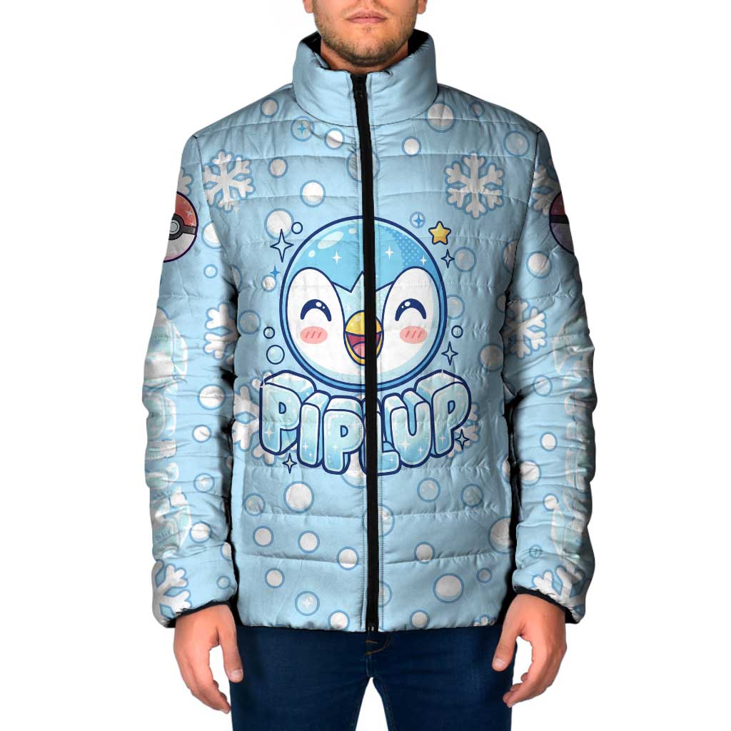 Piplup Padded Jacket Cute Winter Snowflake Art
