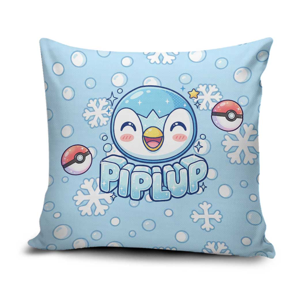 Piplup Pillow Cover Cute Winter Snowflake Art