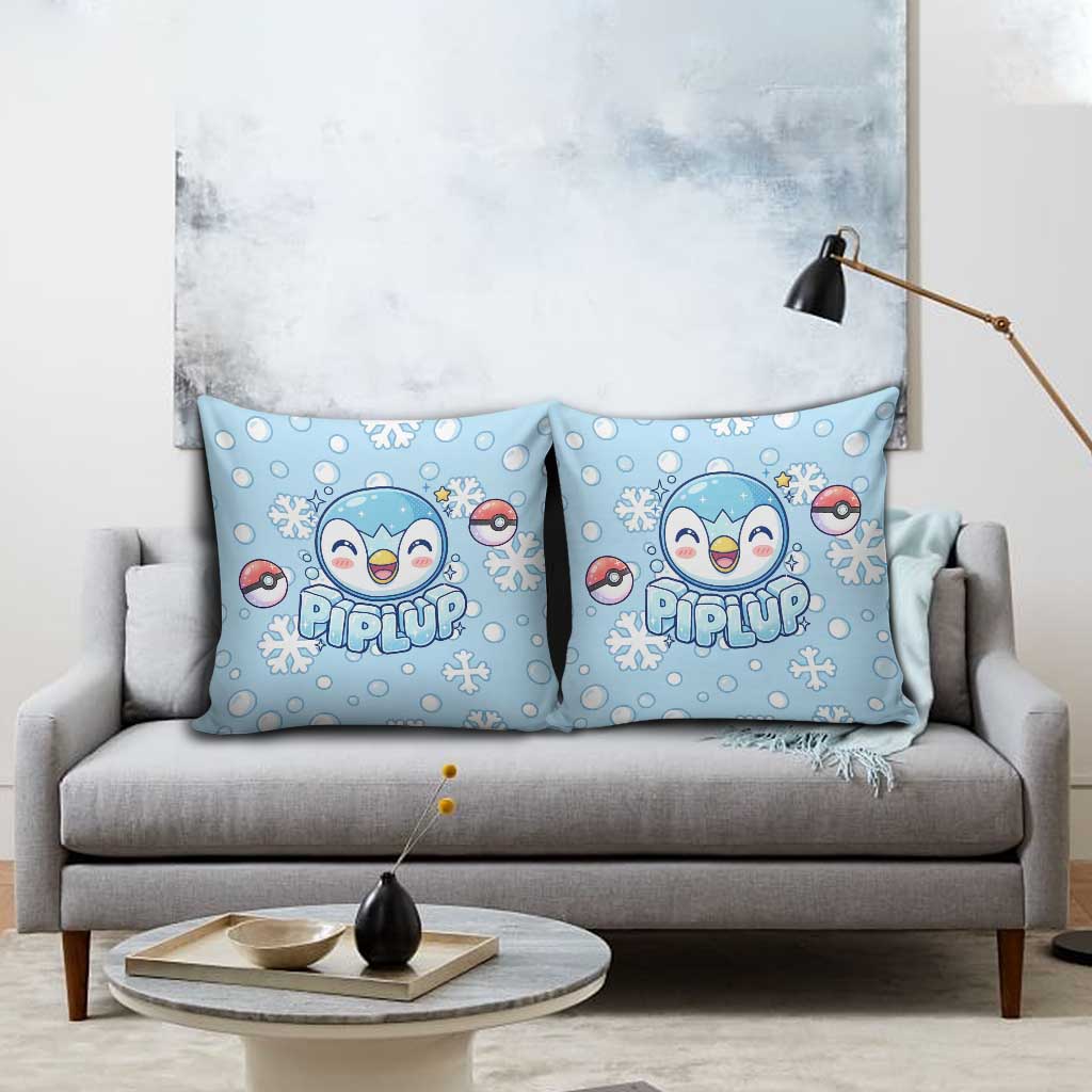 Piplup Pillow Cover Cute Winter Snowflake Art