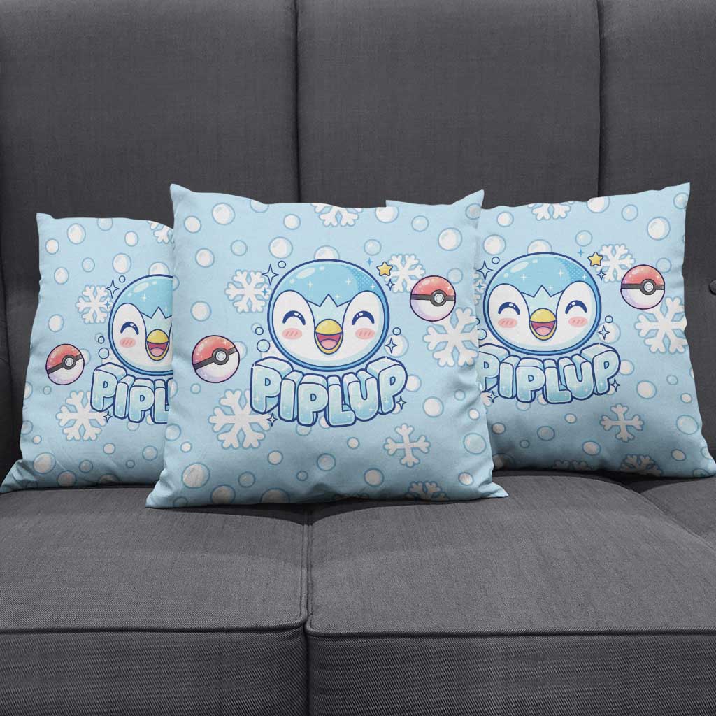 Piplup Pillow Cover Cute Winter Snowflake Art