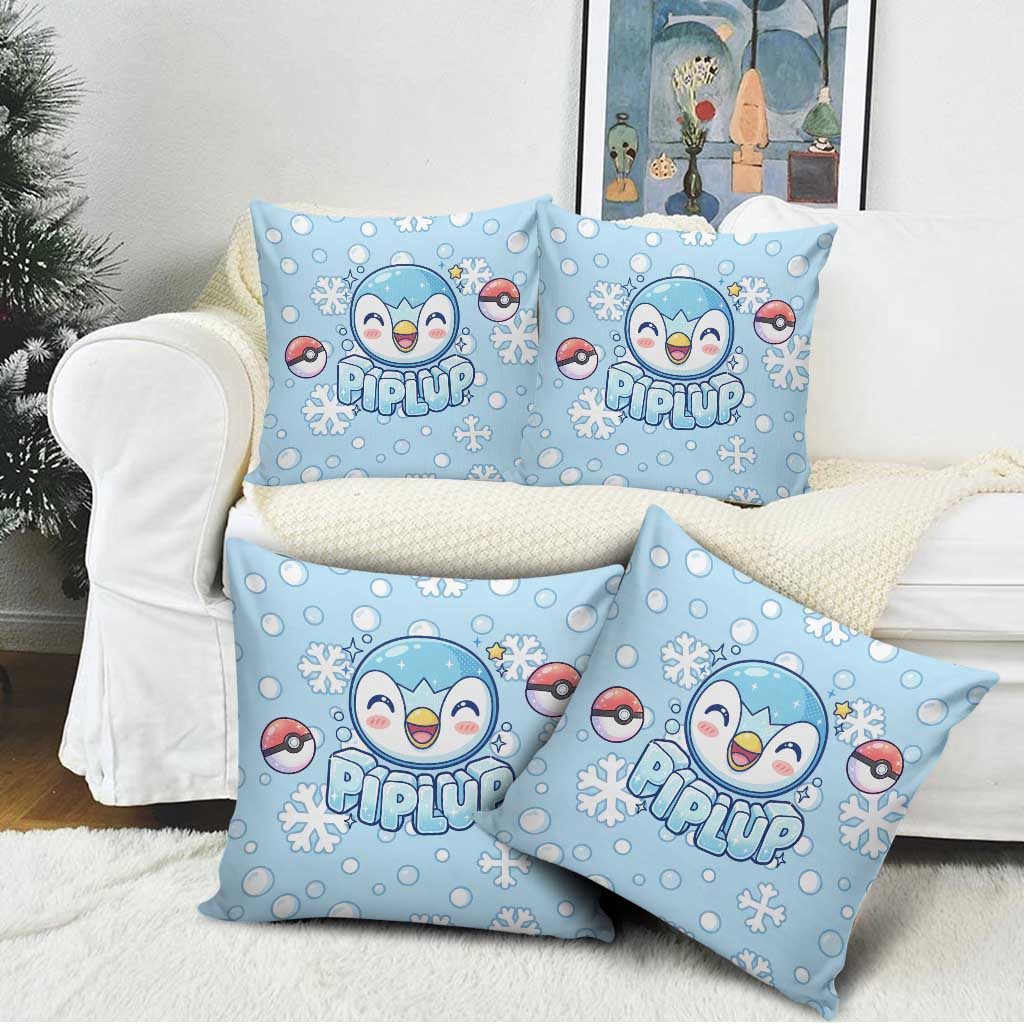 Piplup Pillow Cover Cute Winter Snowflake Art