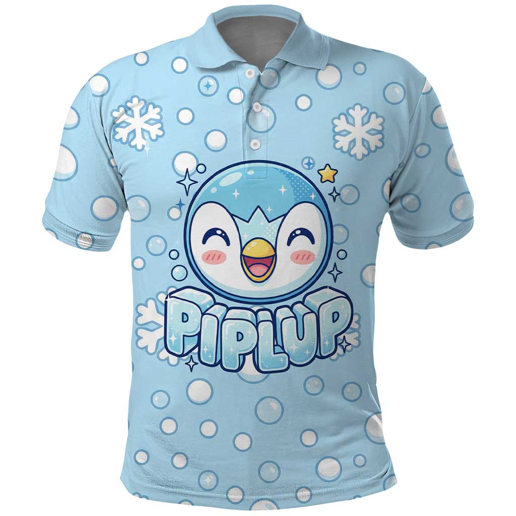 Piplup Polo Shirt Cute Winter Snowflake Art