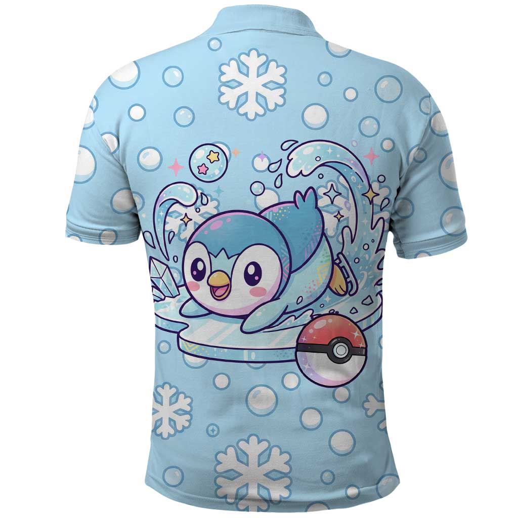 Piplup Polo Shirt Cute Winter Snowflake Art