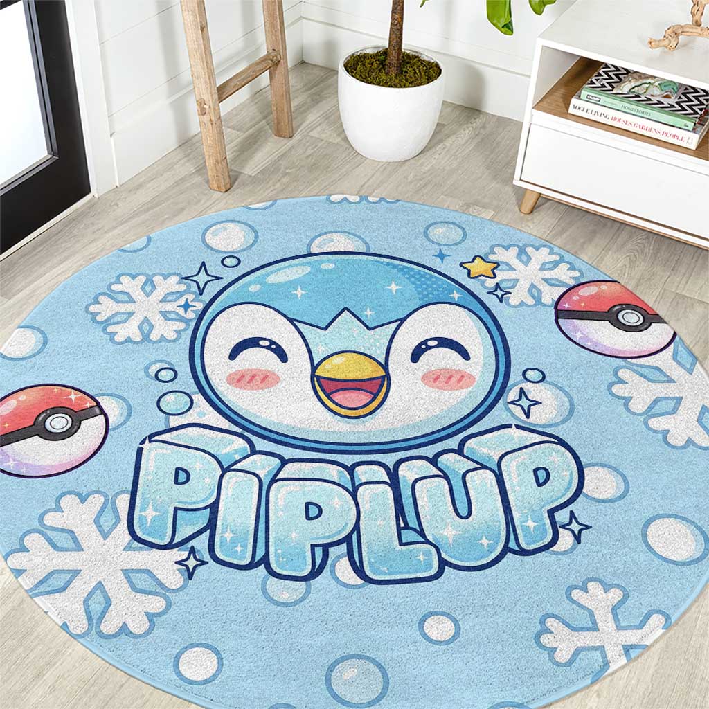 Piplup Round Carpet Cute Winter Snowflake Art