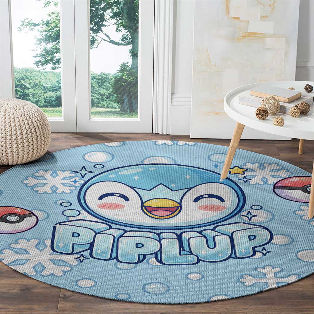 Piplup Round Carpet Cute Winter Snowflake Art